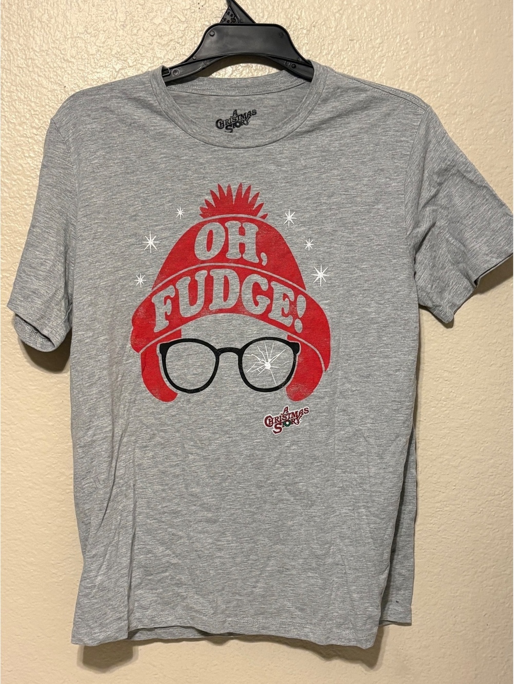 A Christmas Story Oh Fudge Gray Graphic T-Shirt Large